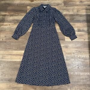 EUC Boden Piping Zip-up Ponte Dress French Navy Abstract Dot US 10R UK 6R Career